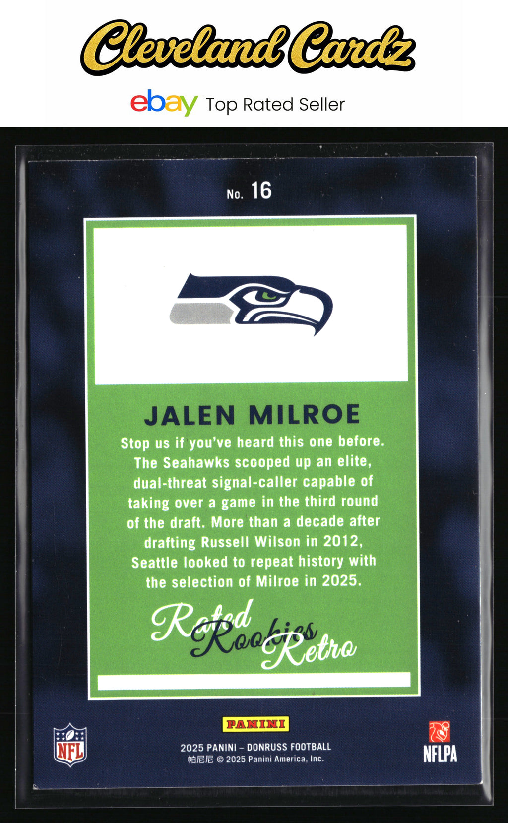 2025 Donruss #16 Jalen Milroe Rated Rookies Retro