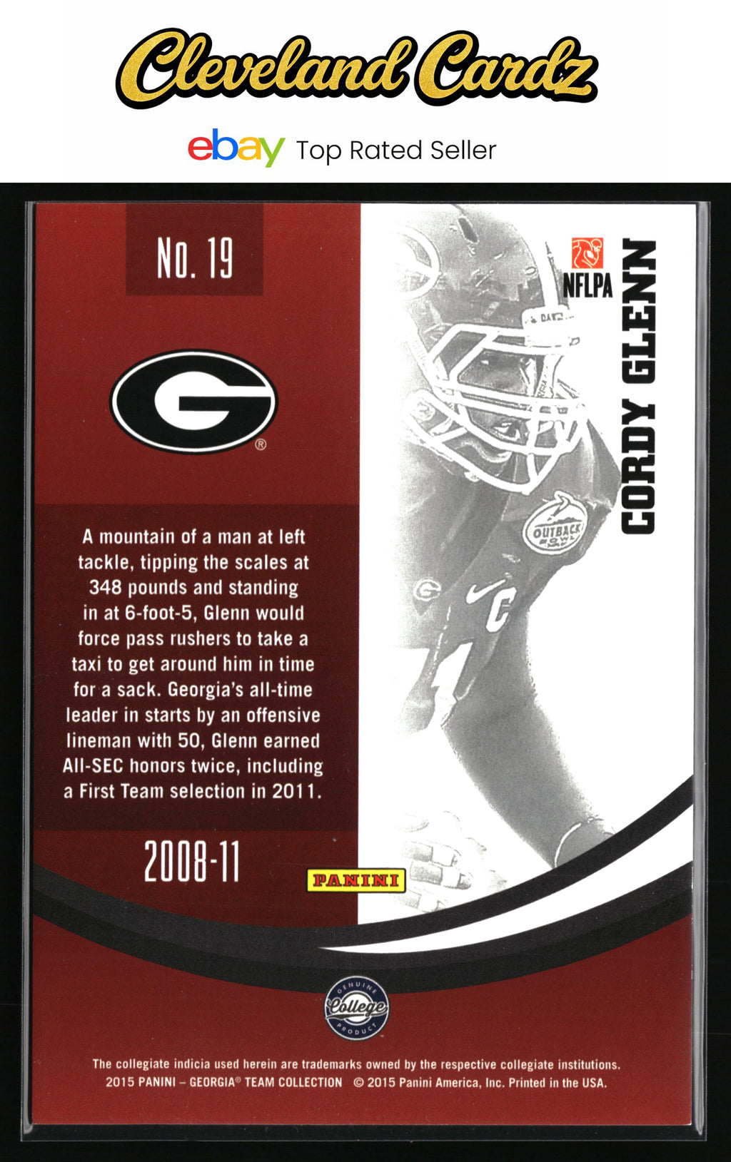 2015 Panini Georgia Bulldogs - Silver #19 Cordy Glenn