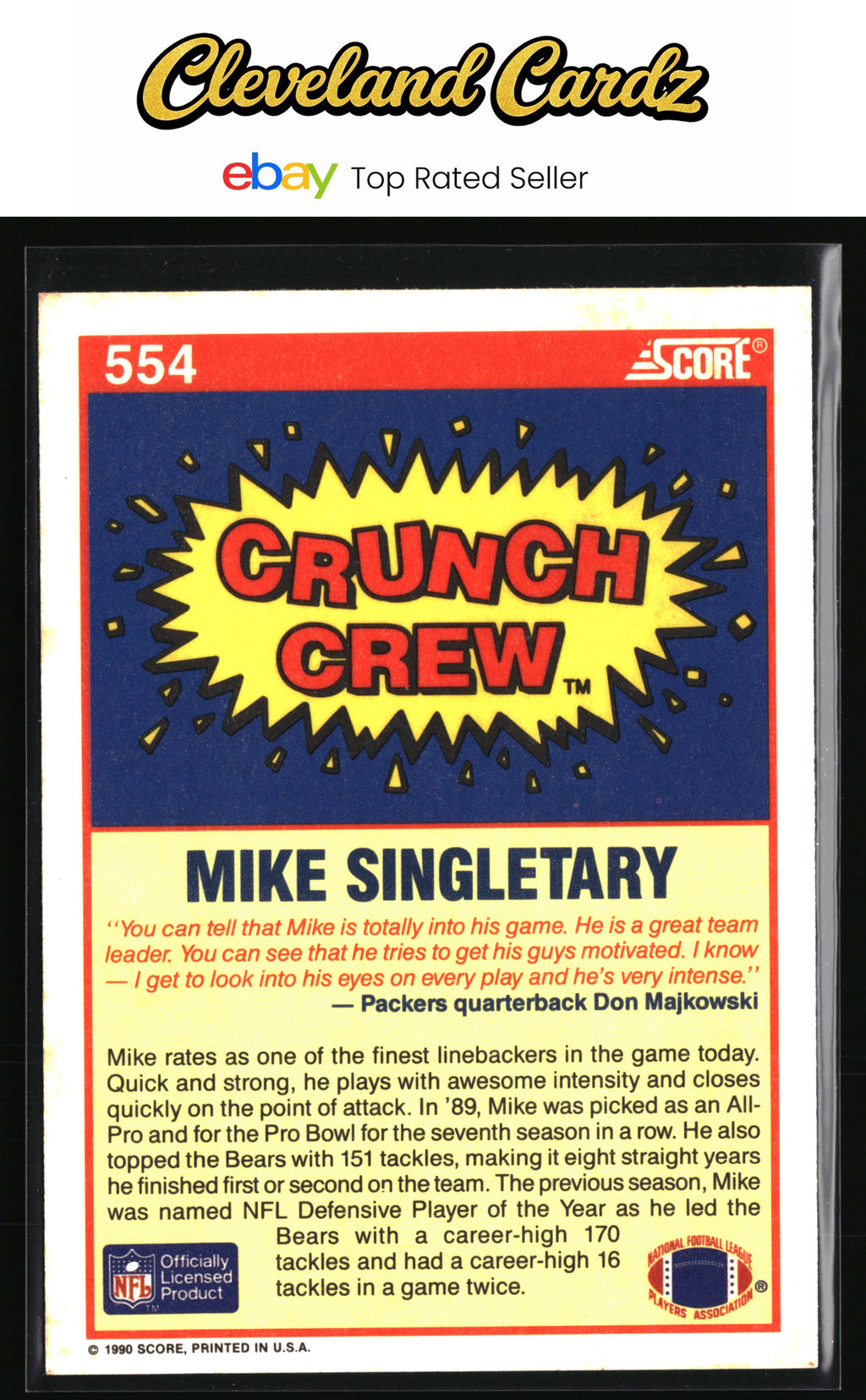 1990 Score #554 Mike Singletary