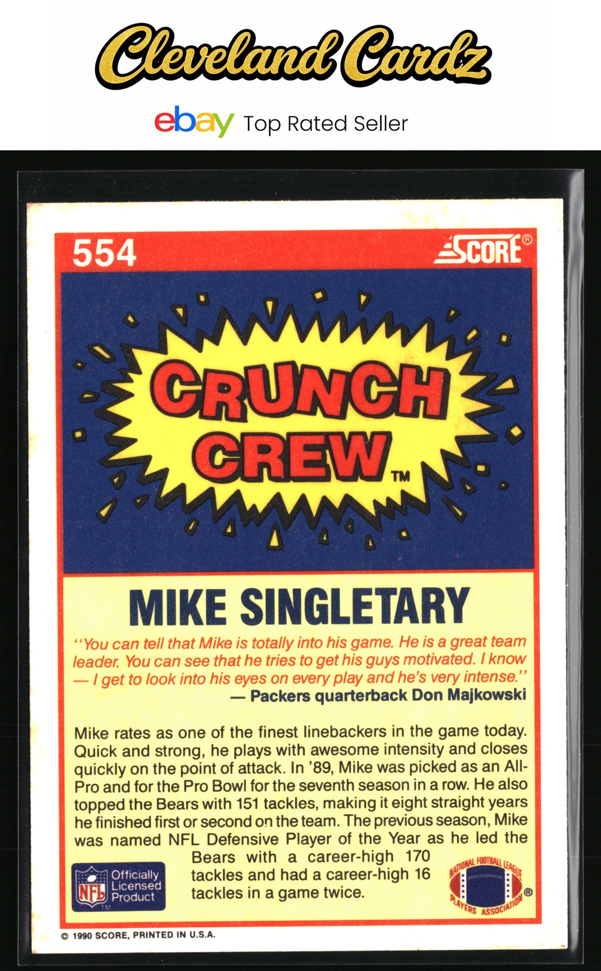 1990 Score #554 Mike Singletary