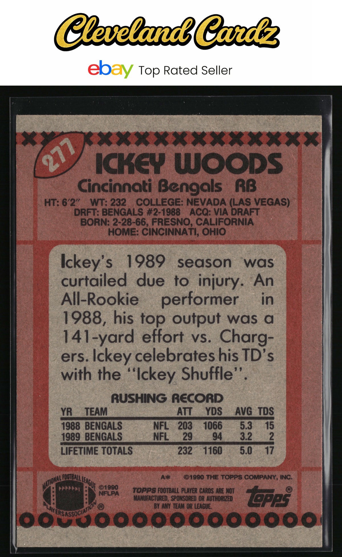 1990 Topps #277b Ickey Woods