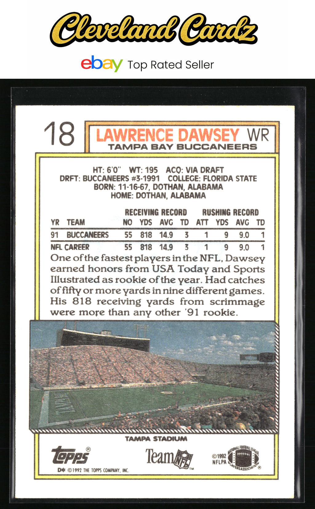 1992 Topps #18b Lawrence Dawsey