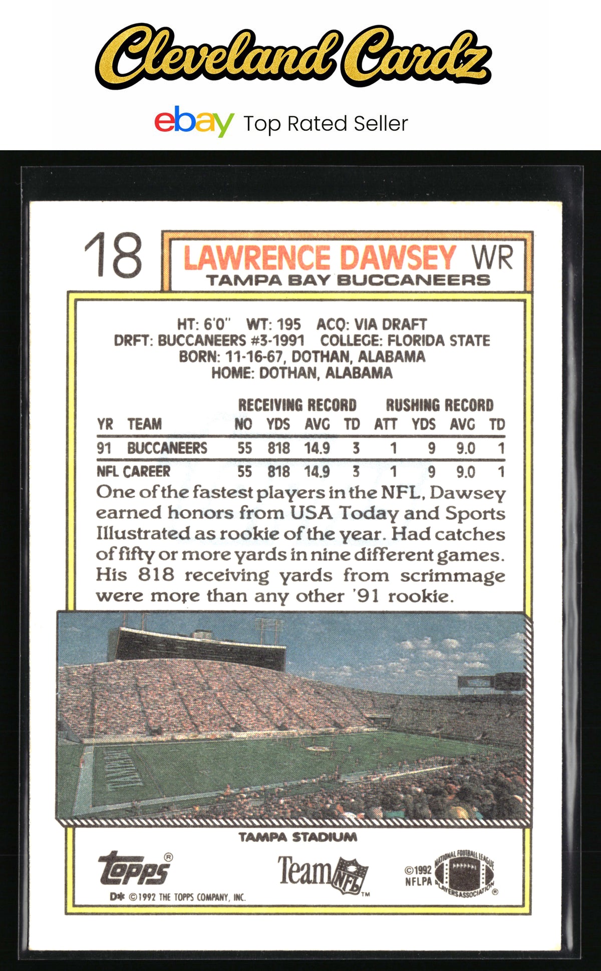 1992 Topps #18b Lawrence Dawsey