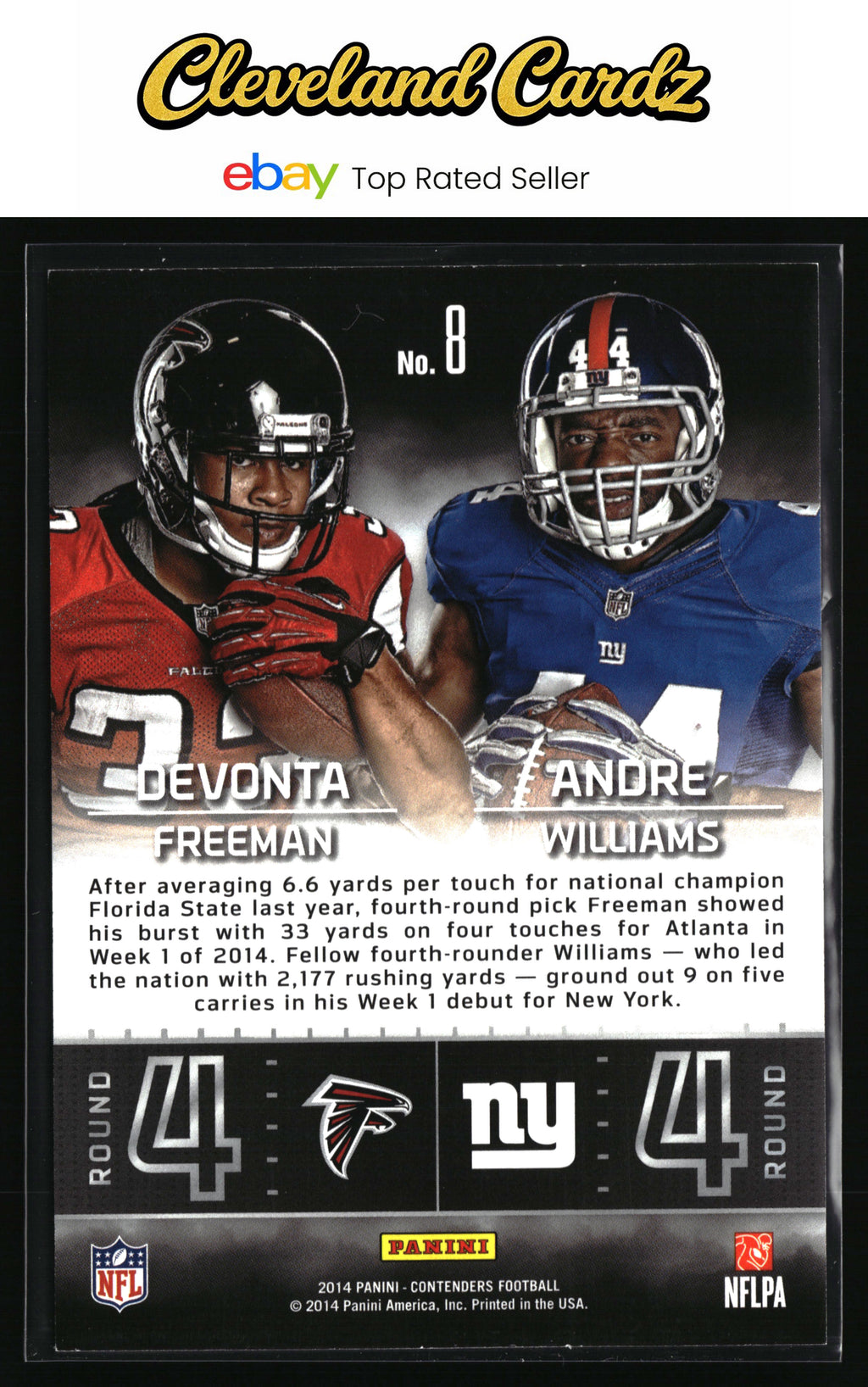 2014 Panini Contenders #8 A. Williams/Devonta Freeman Round #s Holo Gold #/99