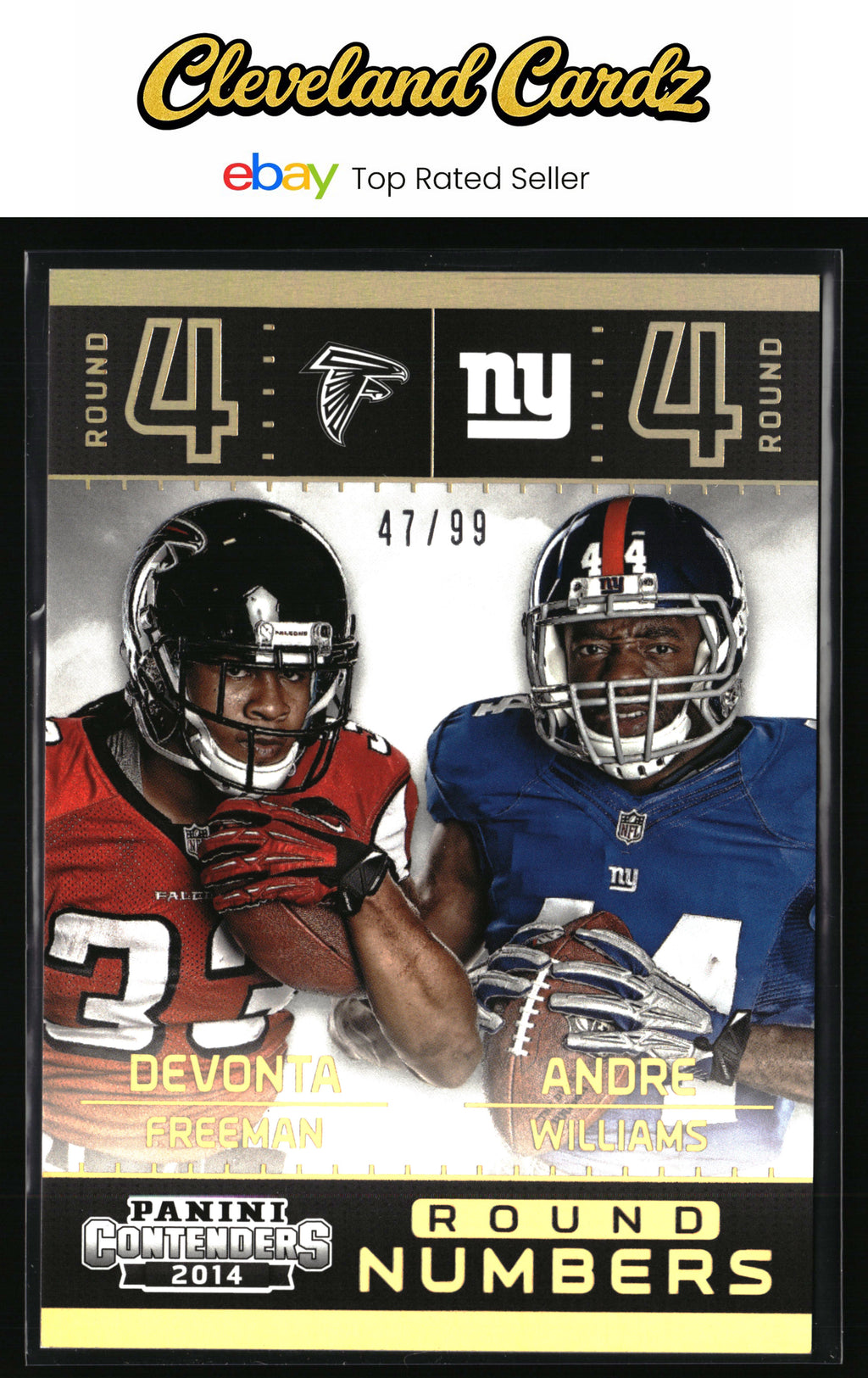 2014 Panini Contenders #8 A. Williams/Devonta Freeman Round #s Holo Gold #/99