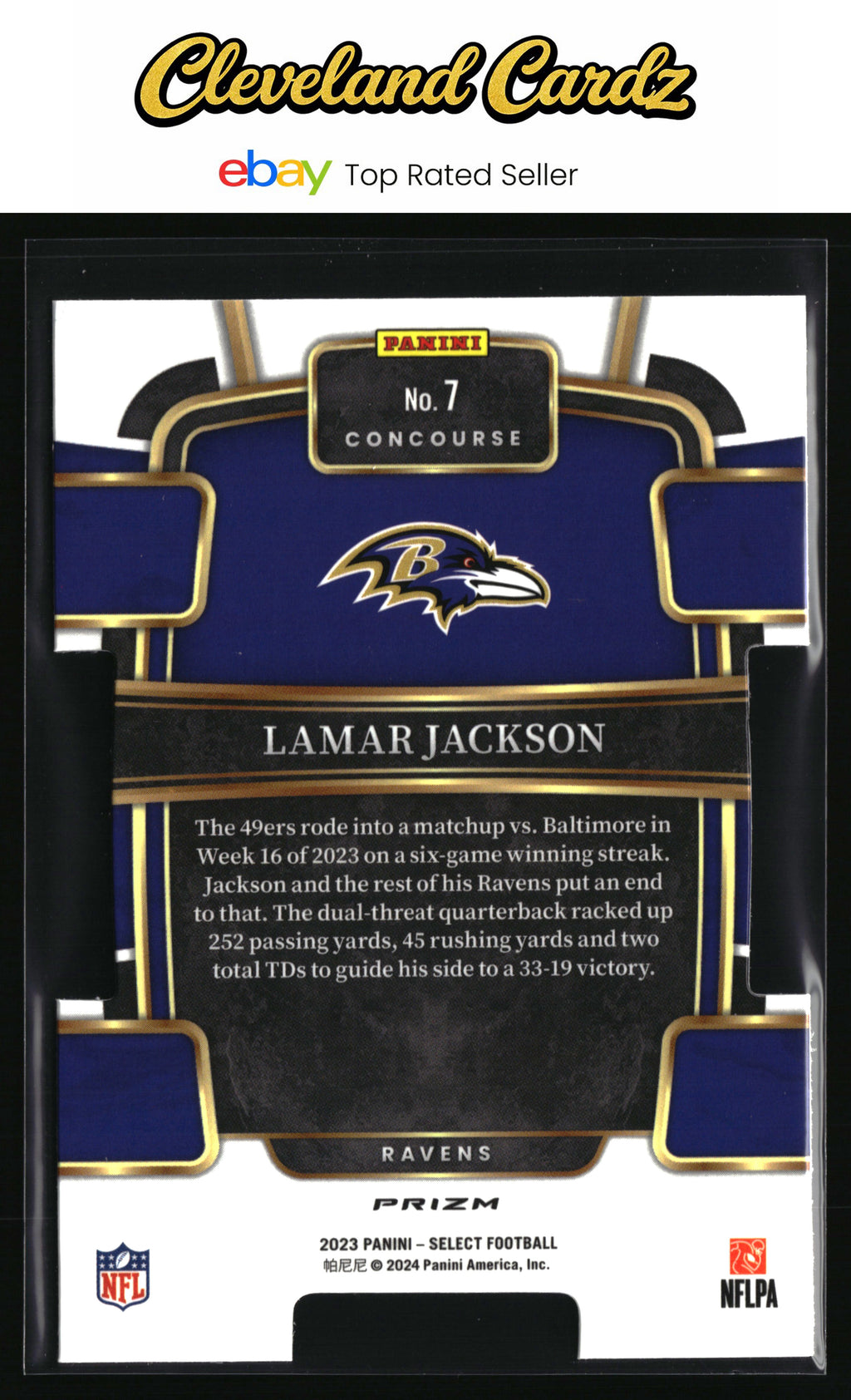 2023 Panini Select #7 Lamar Jackson Red and Yellow Prizm Die Cut