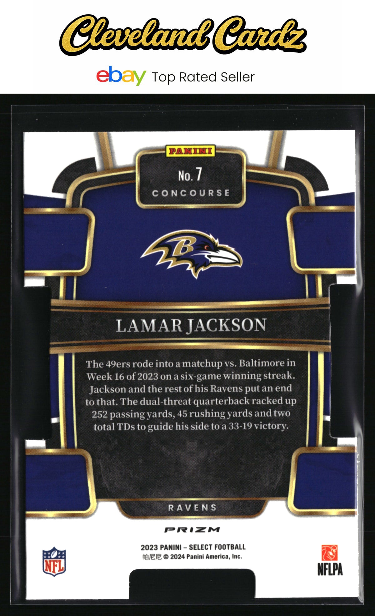 2023 Panini Select #7 Lamar Jackson Red and Yellow Prizm Die Cut