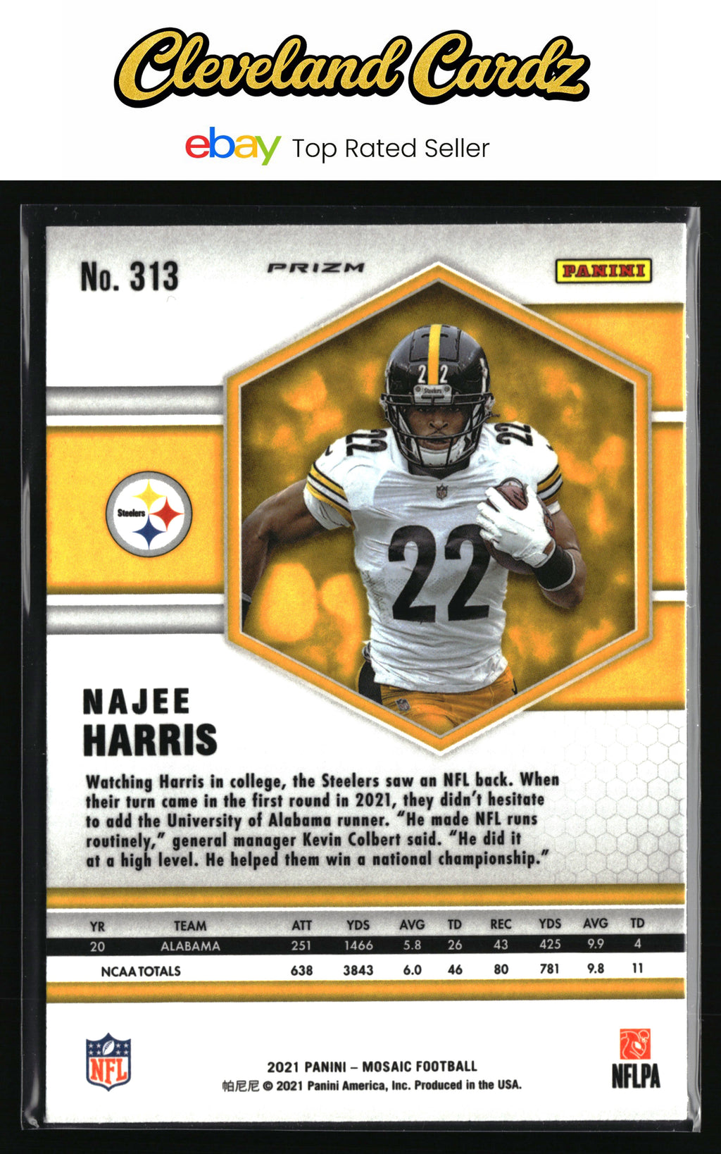 2021 Panini Mosaic #313 Najee Harris Prizm