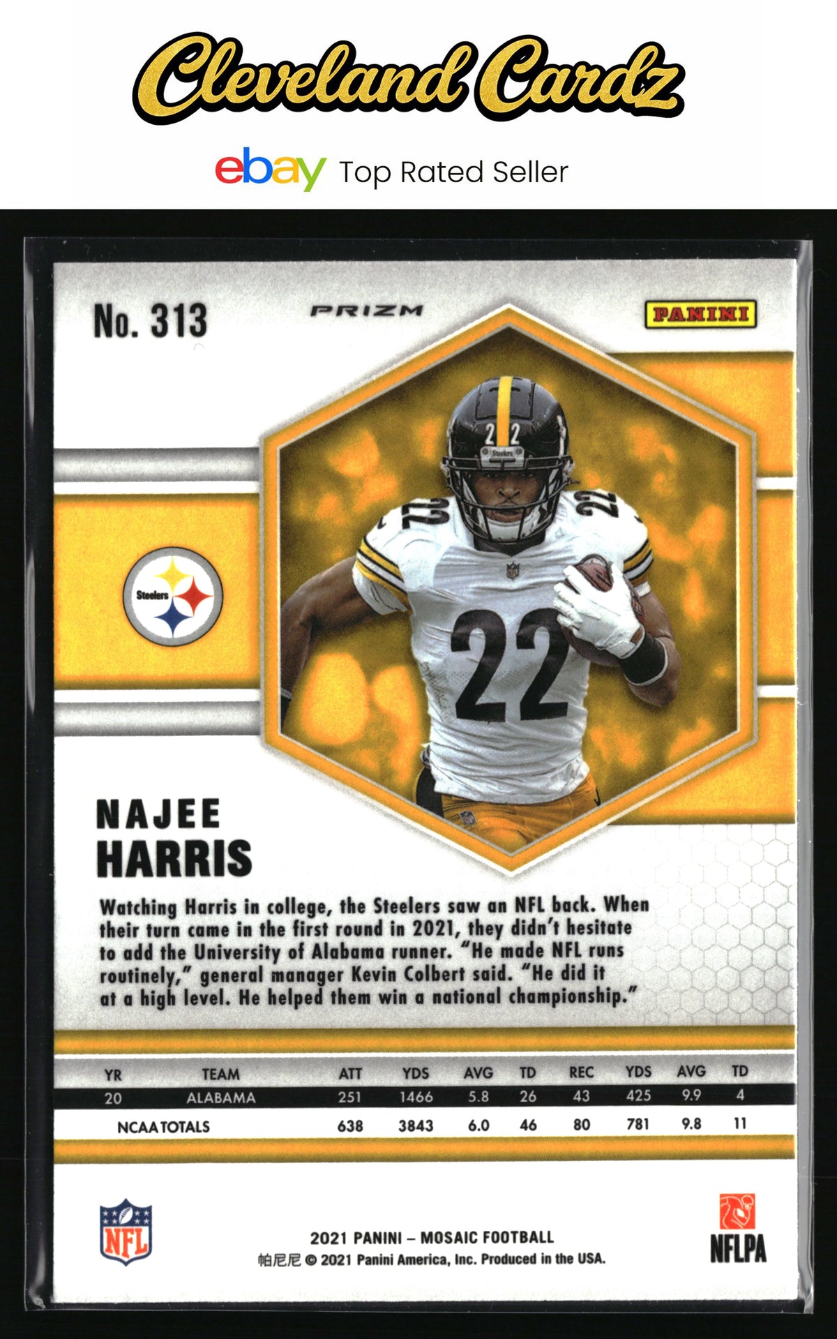 2021 Panini Mosaic #313 Najee Harris Prizm
