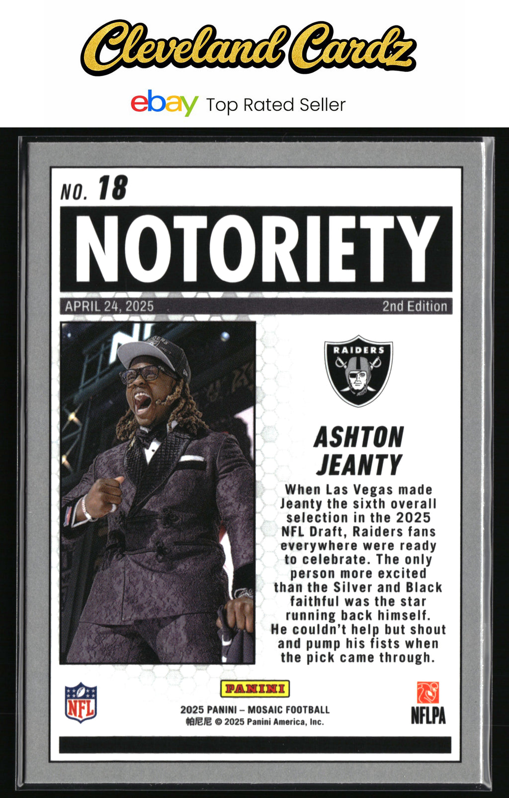 2025 Panini Mosaic #18 Ashton Jeanty Notoriety