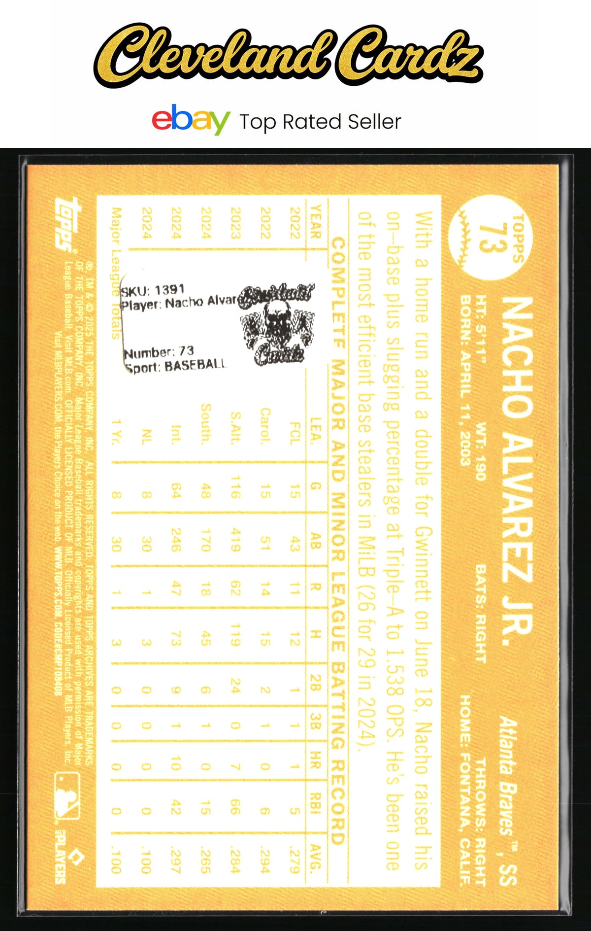 2025 Topps Archives #73 Nacho Alvarez Jr. Black Foilboard