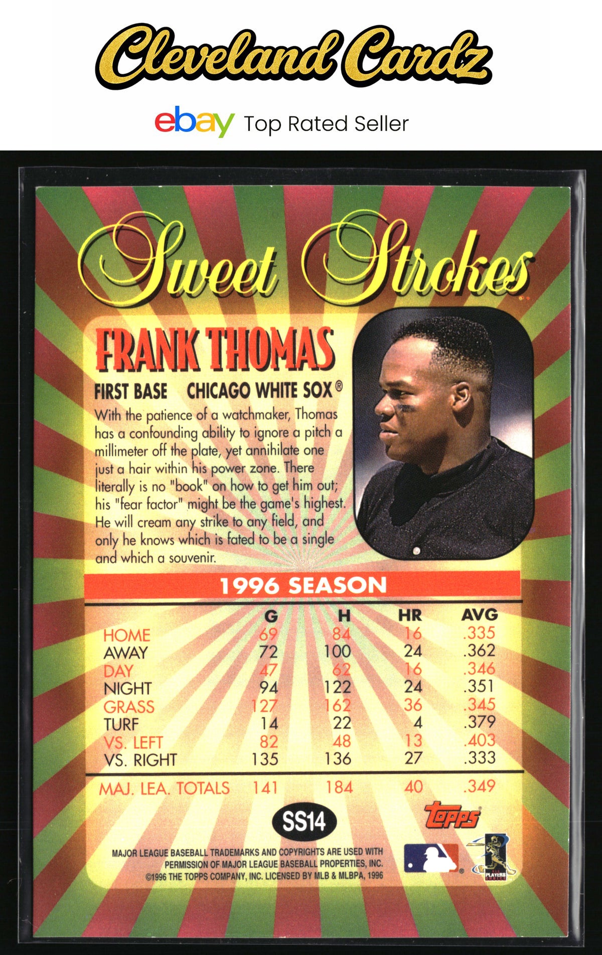 1997 Topps #SS14 Frank Thomas Sweet Strokes