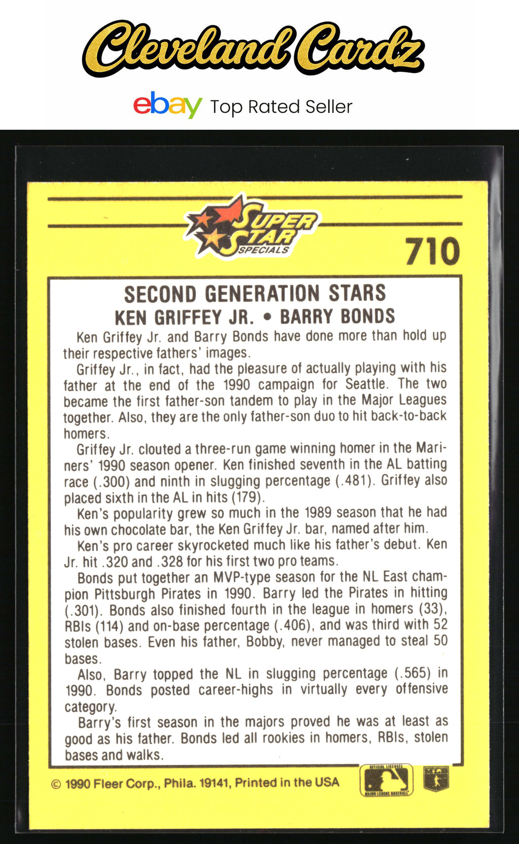 1991 Fleer #710b Ken Griffey Jr./Barry Bonds