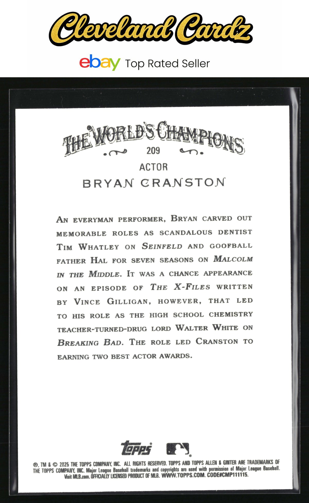2025 Topps Allen & Ginter #209 Bryan Cranston