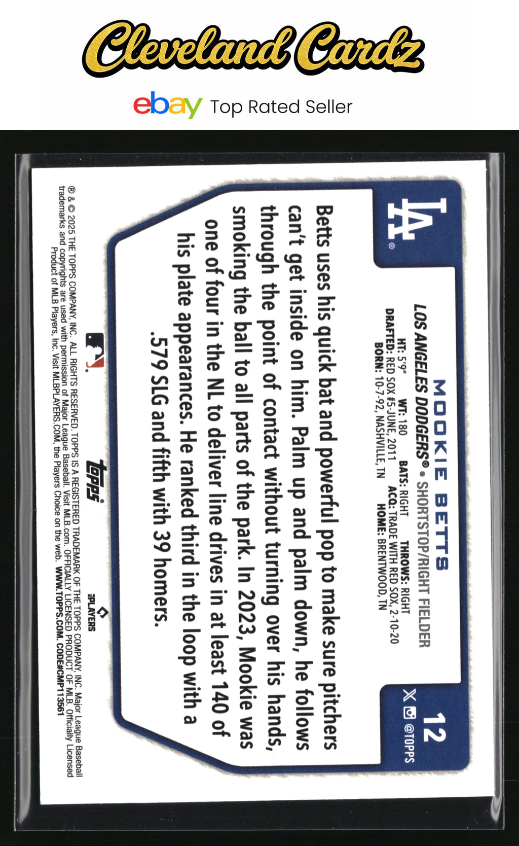 2025 Topps #12 Mookie Betts Flagship Collection (Series Two)