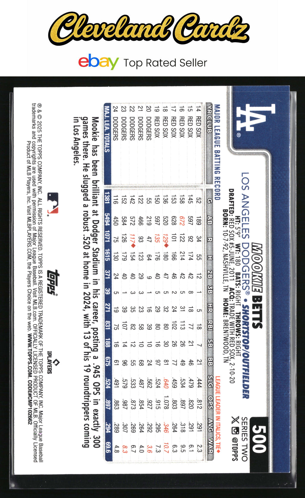 2025 Topps #500 Mookie Betts