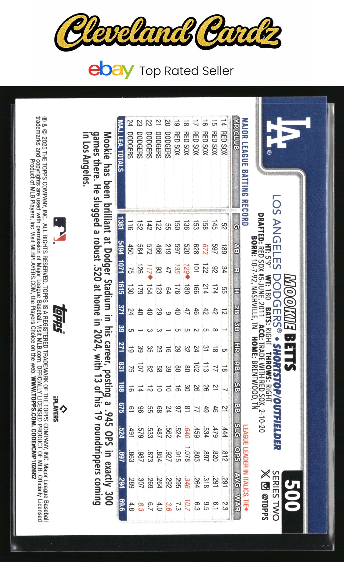 2025 Topps #500 Mookie Betts