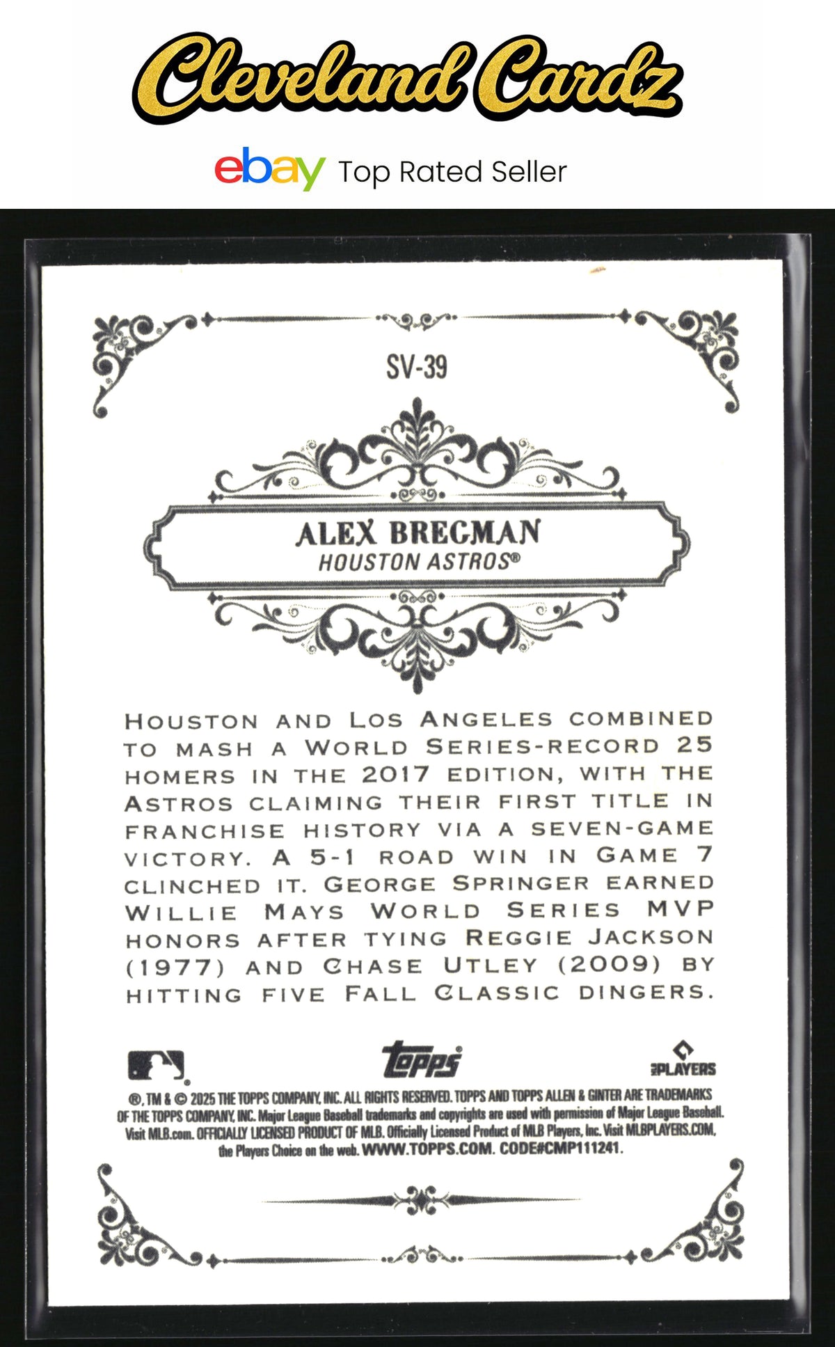 2025 Topps Allen & Ginter #SV-39 Alex Bregman Sweet Victory