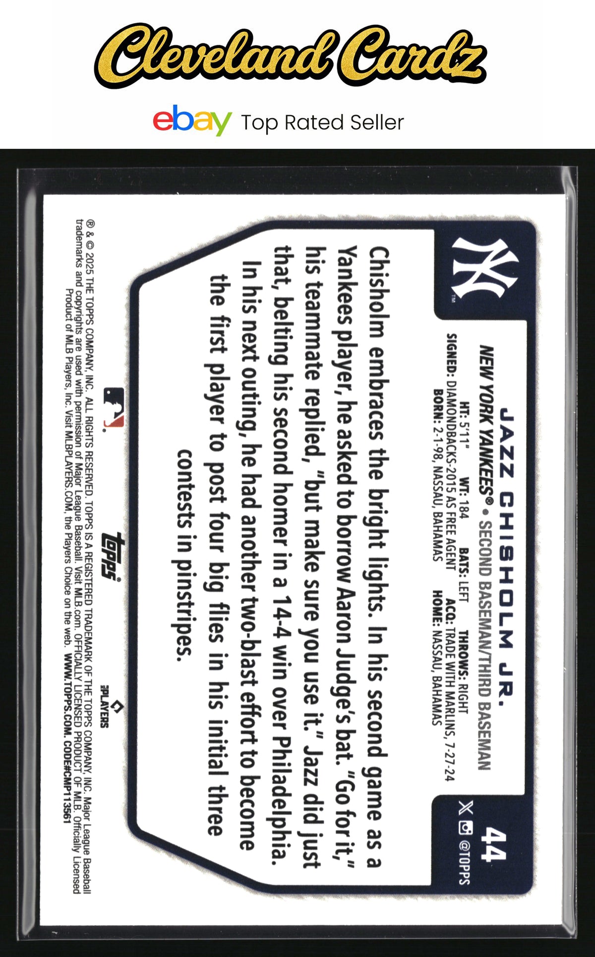 2025 Topps #44 Jazz Chisholm Jr. Flagship Collection (Series Two)