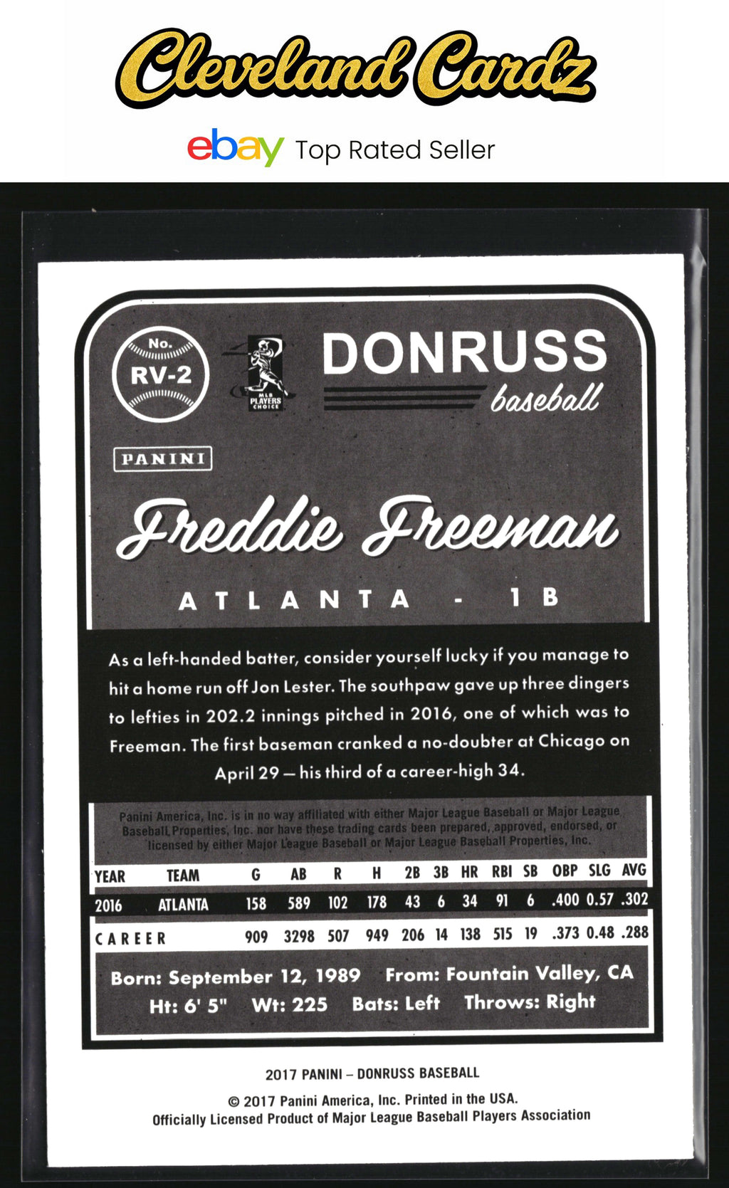 2017 Donruss #RV-2 Freddie Freeman Retro Variations 1983