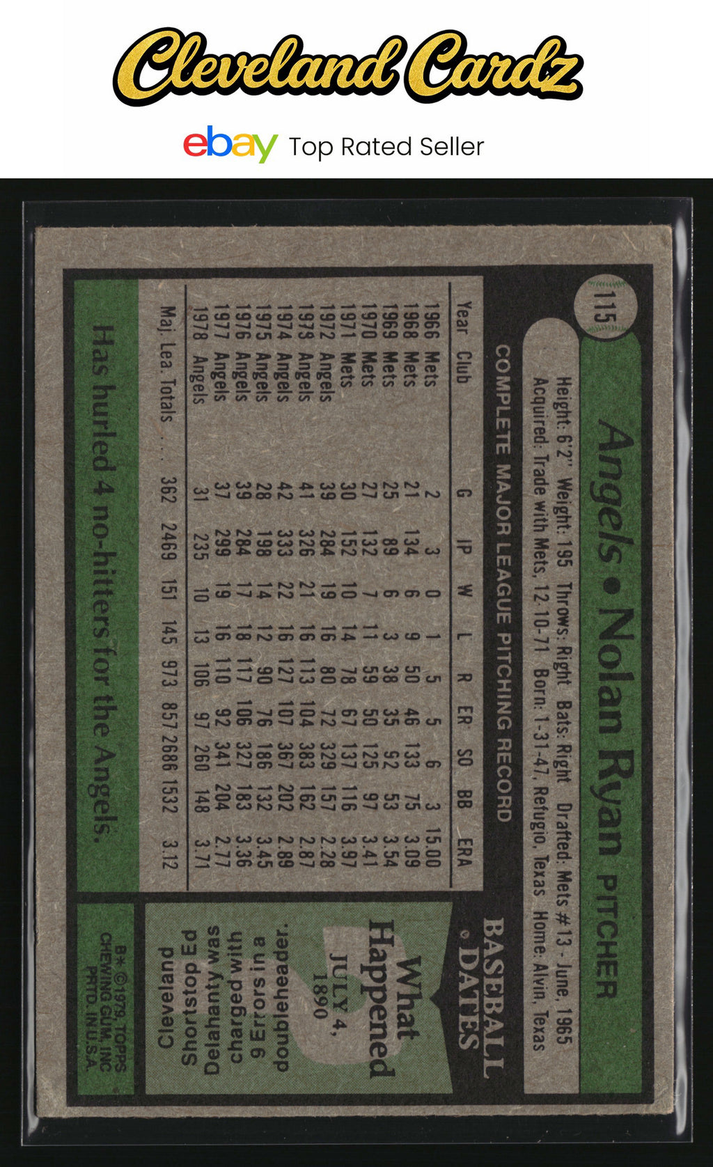1979 Topps #115 Nolan Ryan