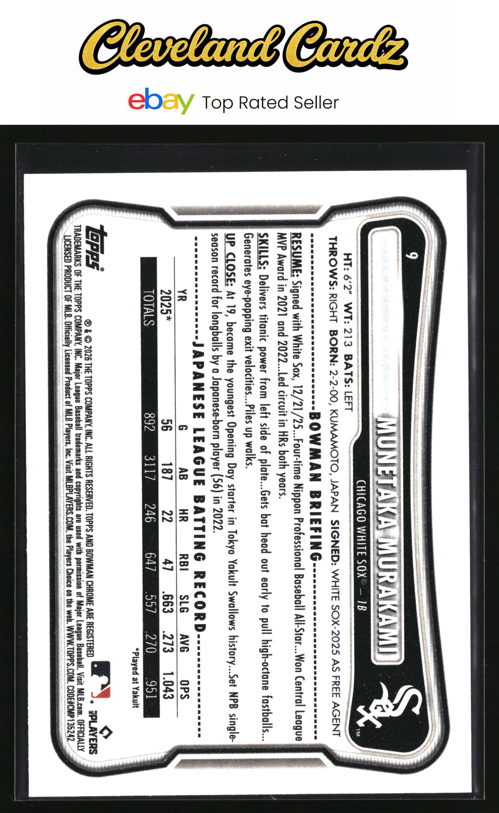 2026 Bowman #9 Munetaka Murakami