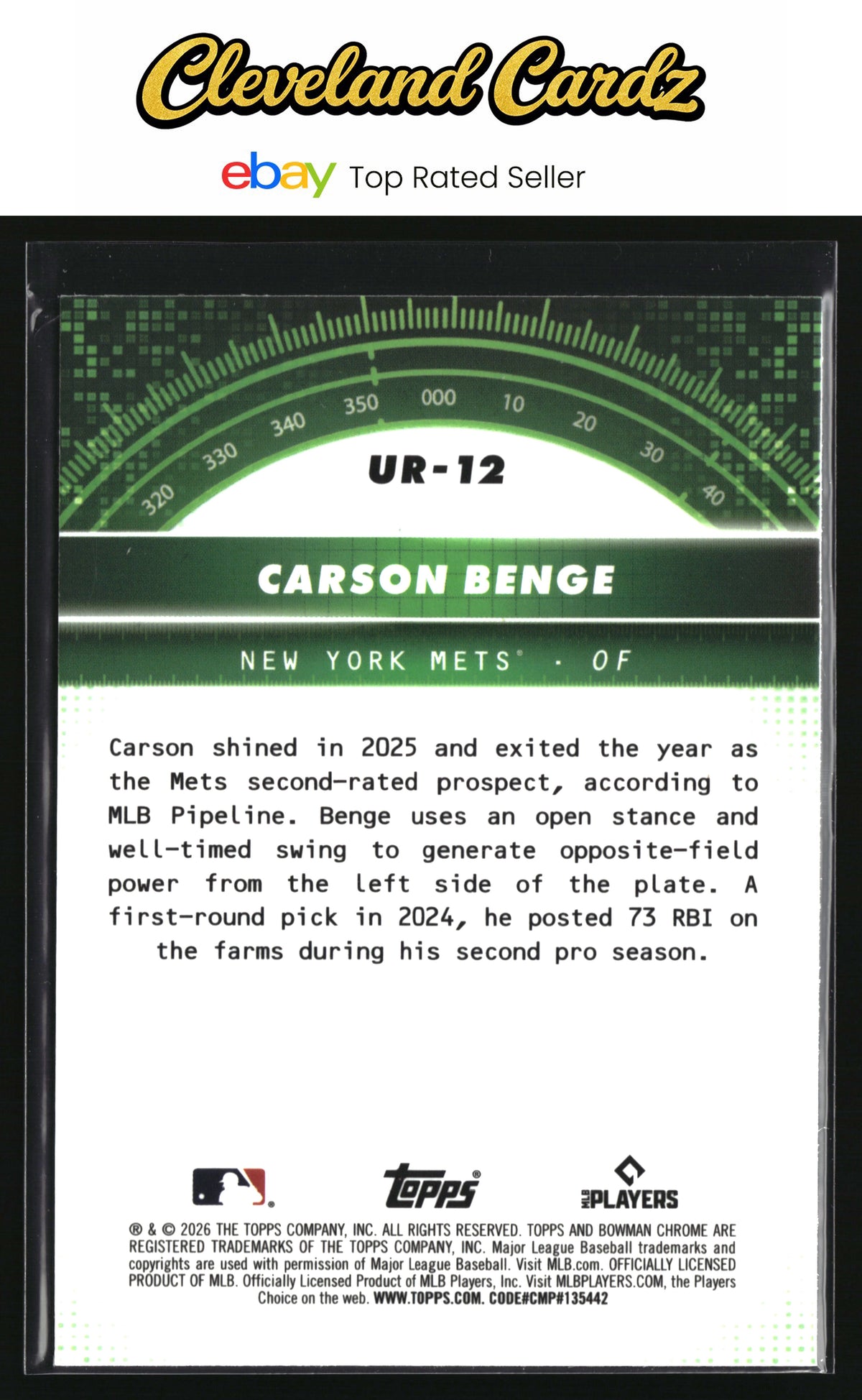 2026 Bowman #UR-12 Carson Benge Under the Radar
