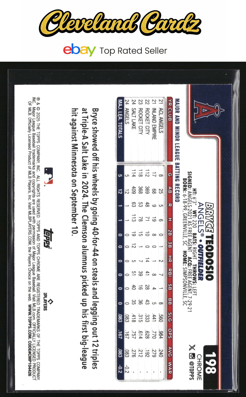 2025 Topps Chrome #198 Bryce Teodosio RayWave Refractor