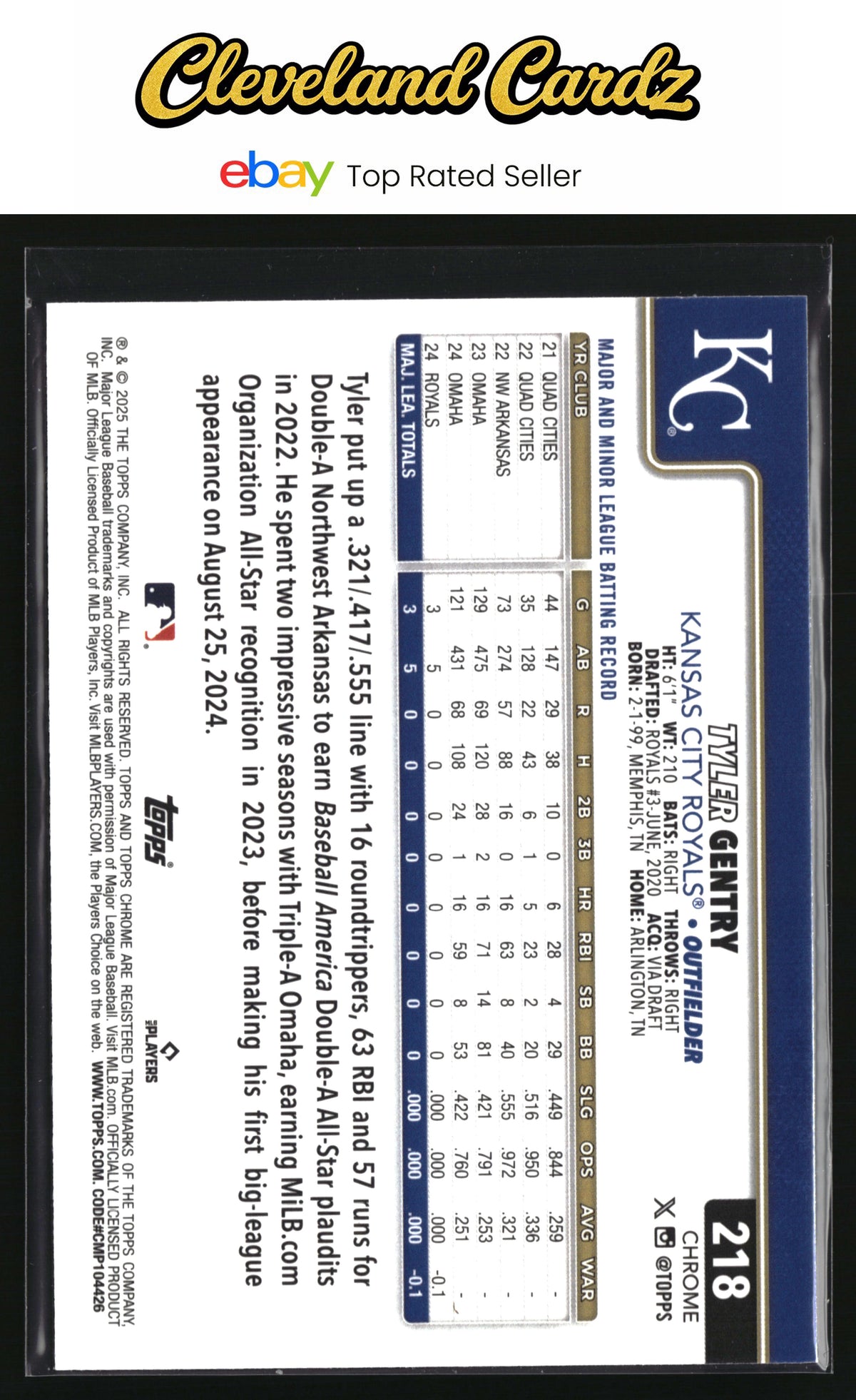 2025 Topps Chrome #218 Tyler Gentry RayWave Refractor