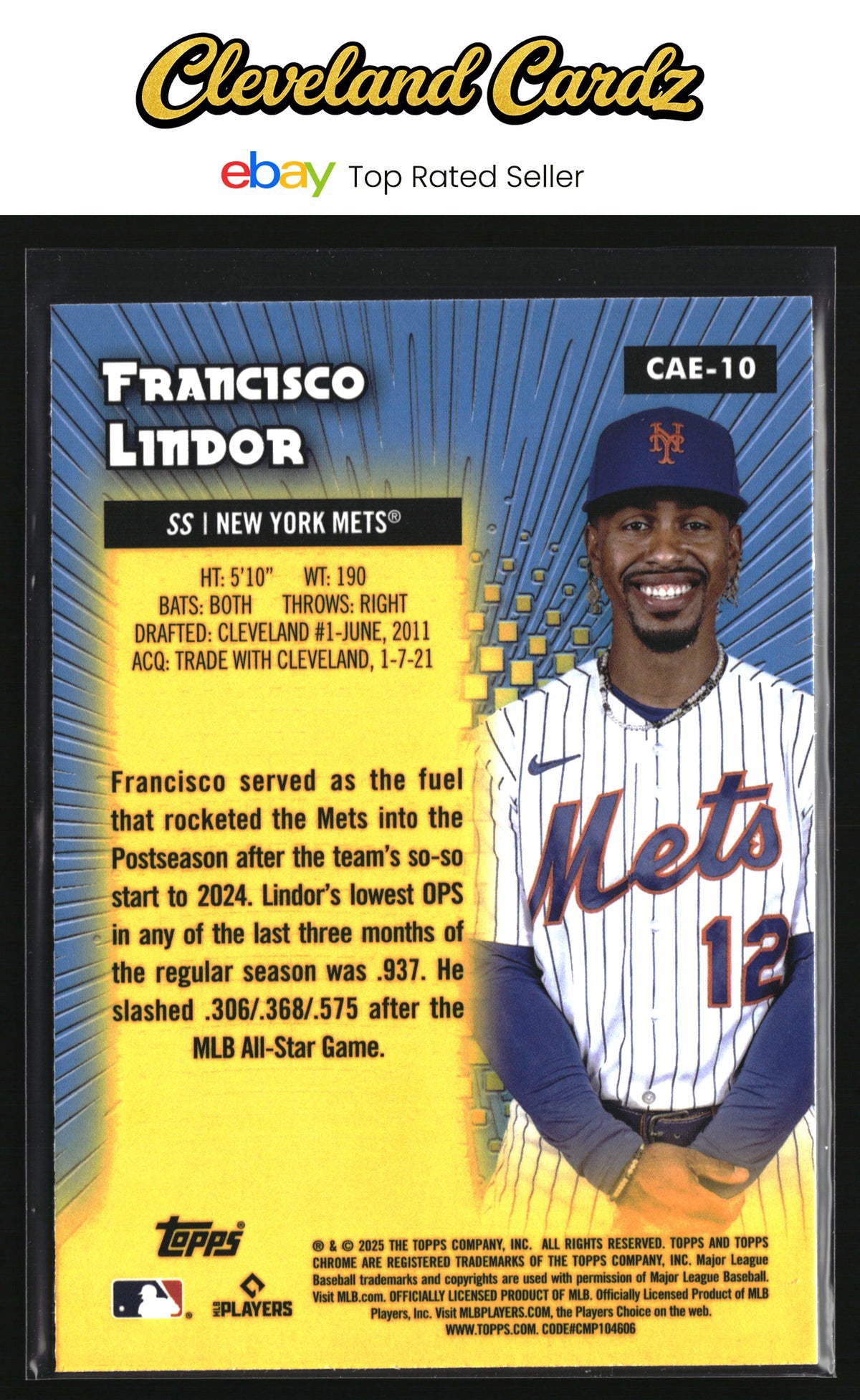 2025 Topps Chrome #CAE-10 Francisco Lindor Chrome All-Etch