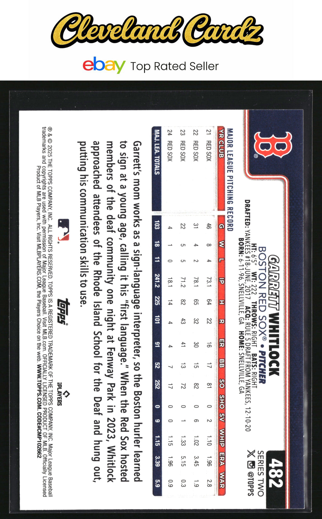 2025 Topps #482 Garrett Whitlock Holo Foil
