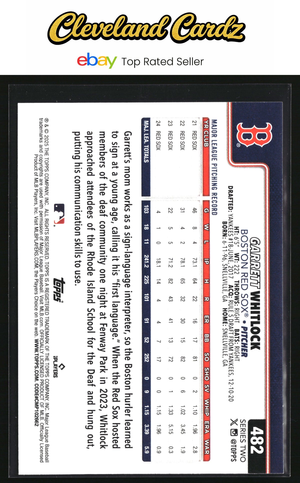 2025 Topps #482 Garrett Whitlock Holo Foil