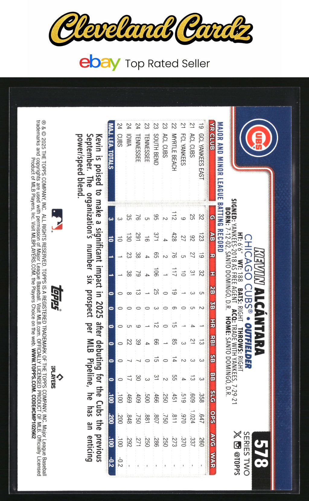 2025 Topps #578 Kevin Alcántara