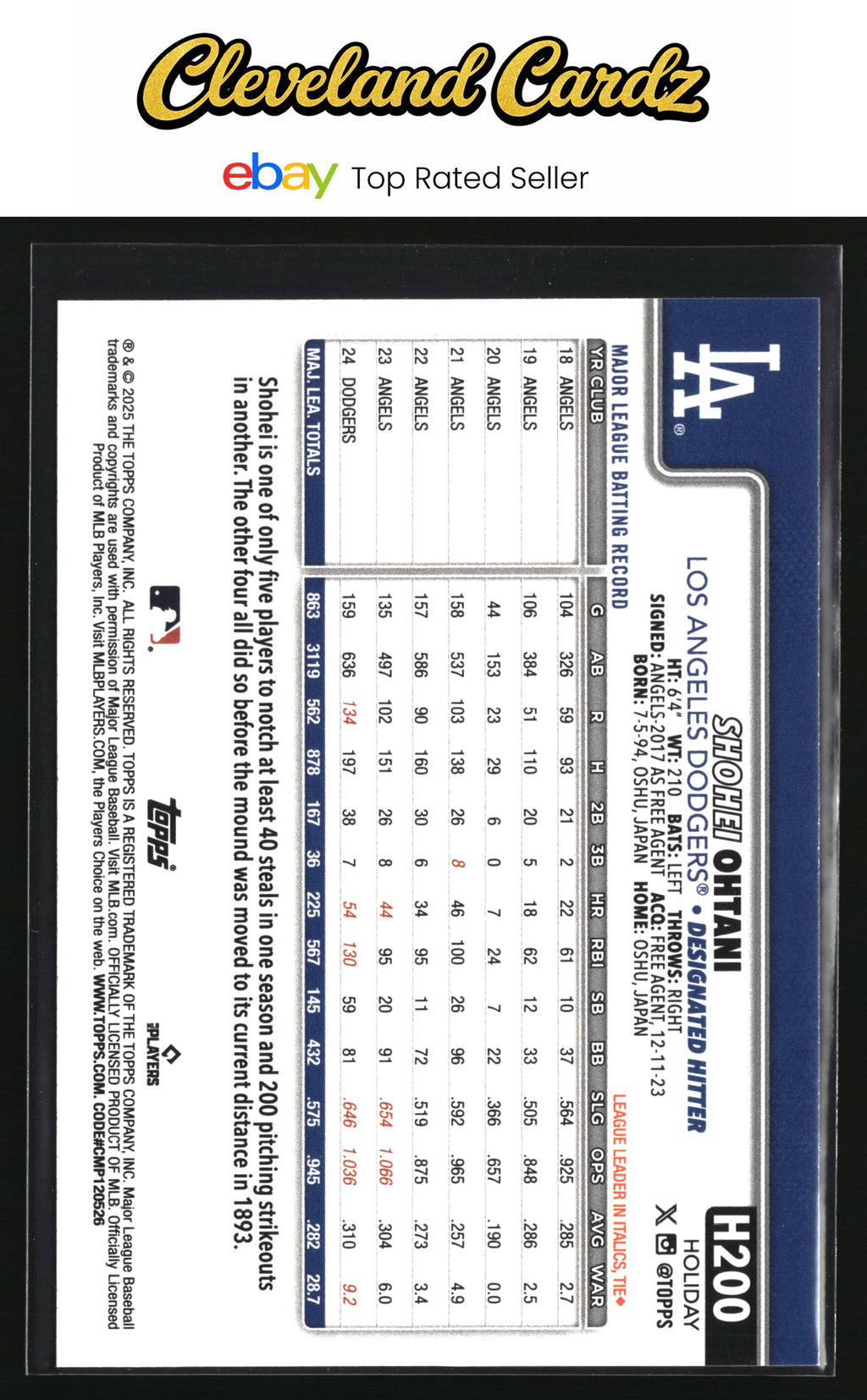 2025 Topps Holiday #H200 Shohei Ohtani