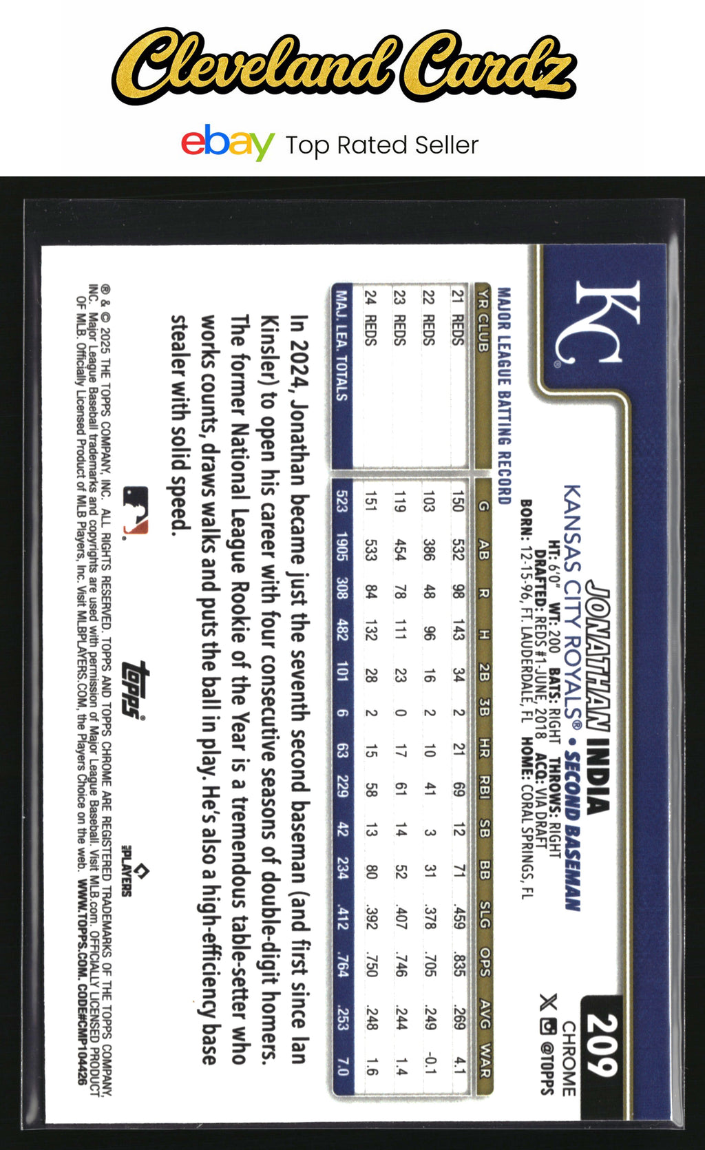 2025 Topps Chrome #209 Jonathan India RayWave Refractor