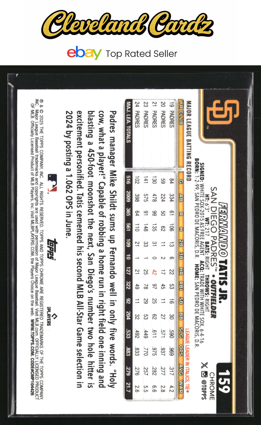 2025 Topps Chrome #159 Fernando Tatis Jr. Sepia Refractor