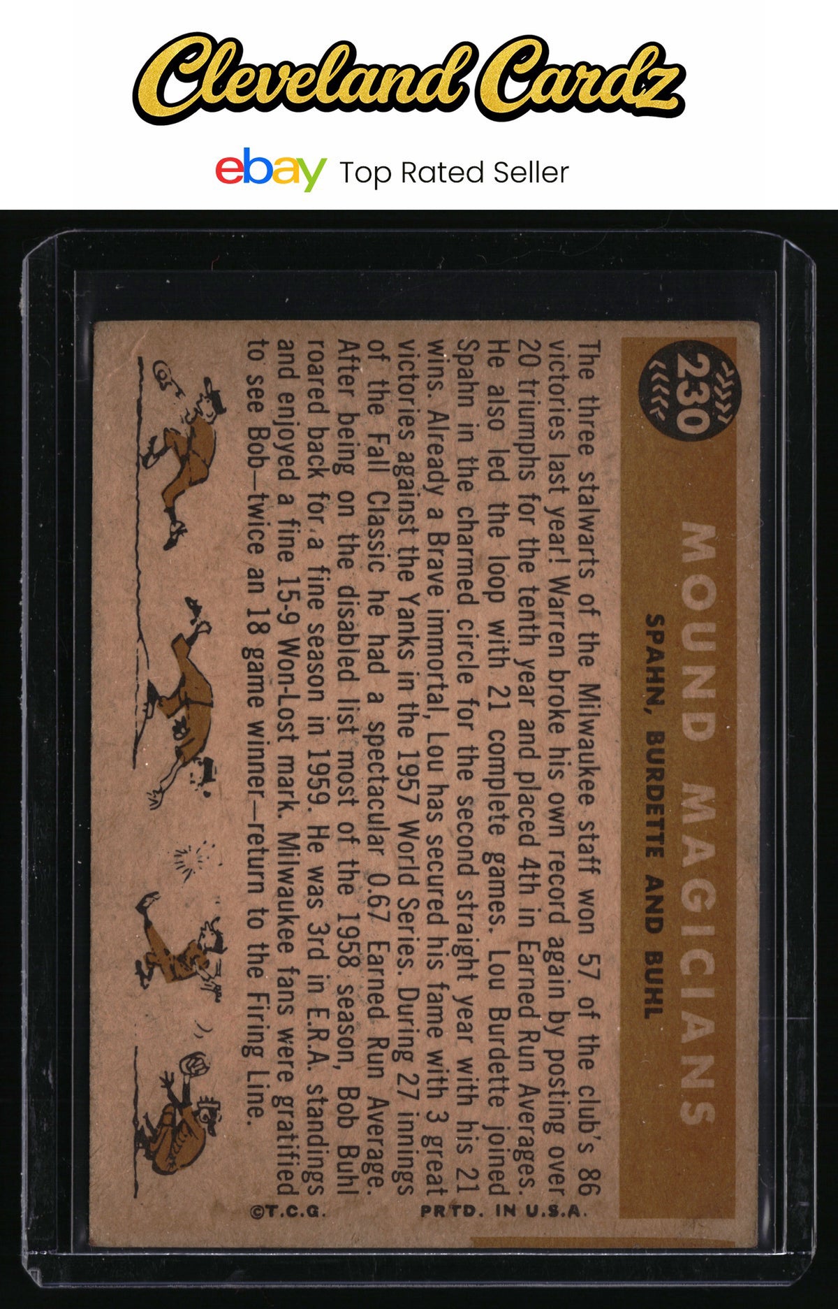 1960 Topps #230 Mound Magicians (Lew Burdette / Warren Spahn / Bob Buhl)
