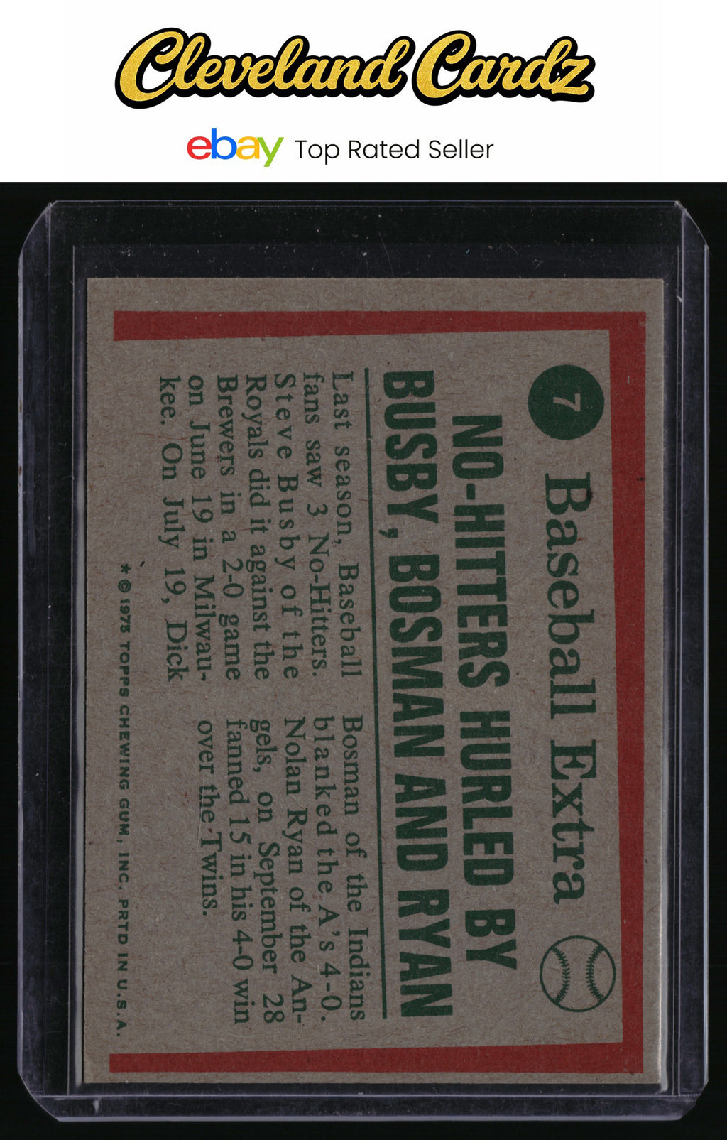 1975 Topps #7 Steve Busby / Dick Bosman / Nolan Ryan