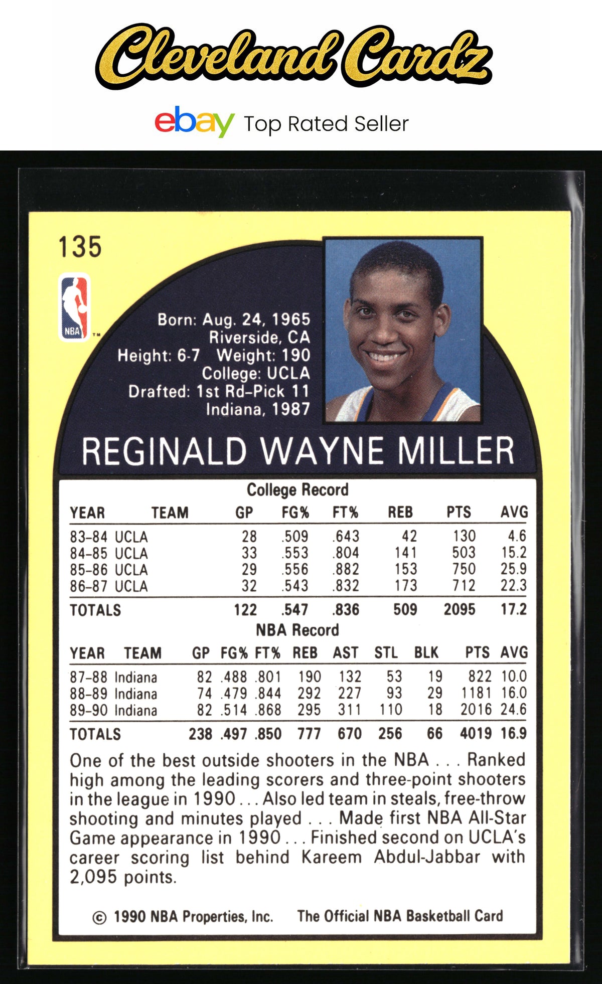 1990-91 Hoops #135 Reggie Miller