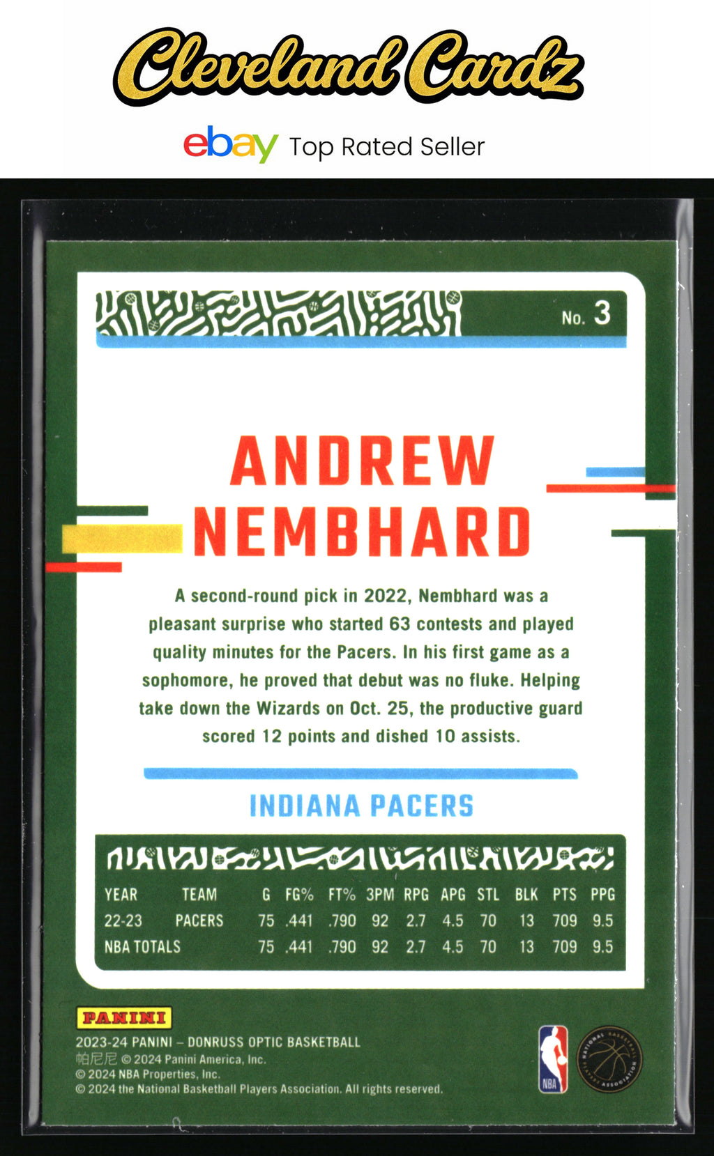 2023-24 Donruss Optic #3 Andrew Nembhard