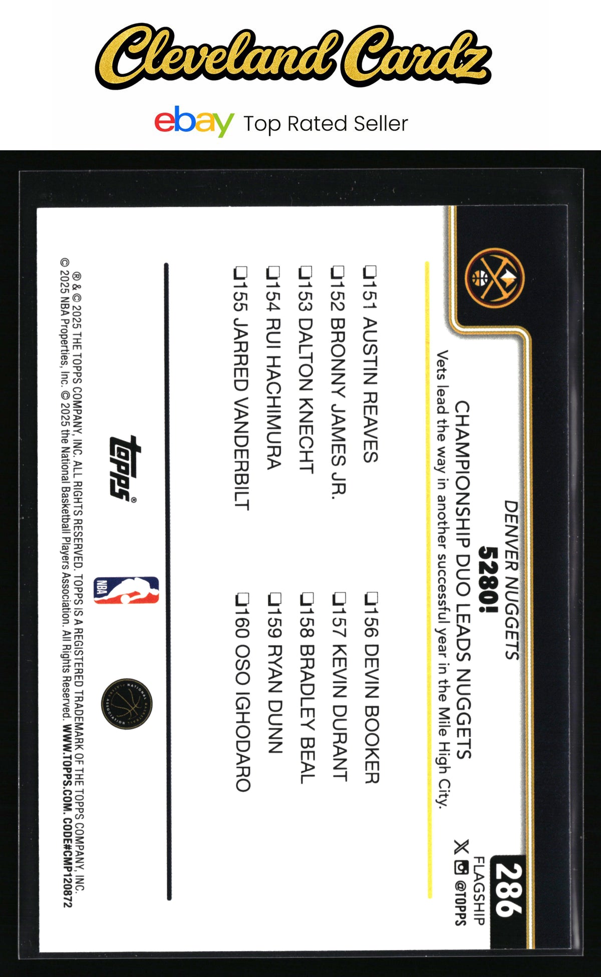2025-26 Topps #286 5280!: Championship Duo Leads Nuggets Crackleboard