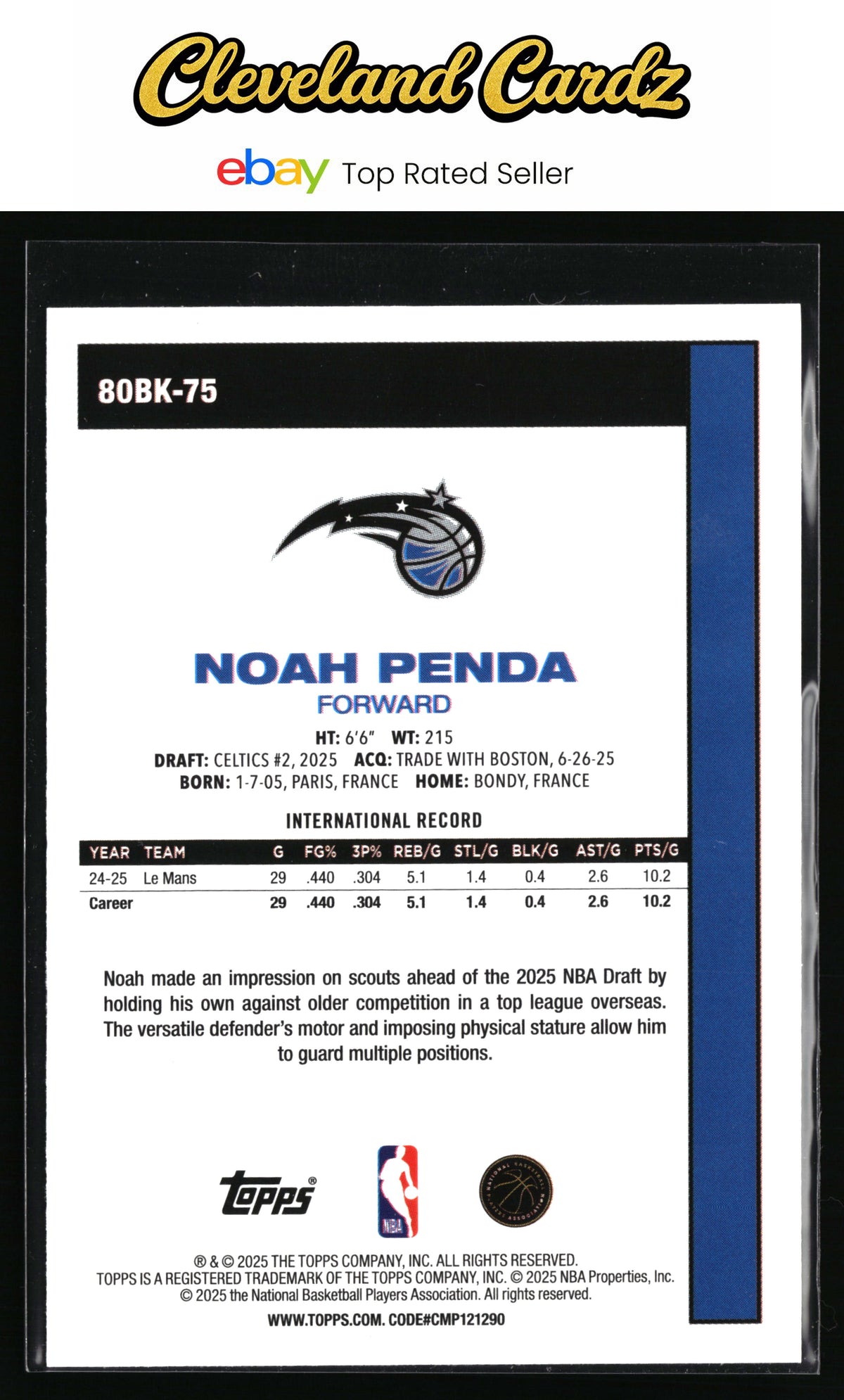 2025-26 Topps #80BK-75 Noah Penda 1980-81 Topps Basketball