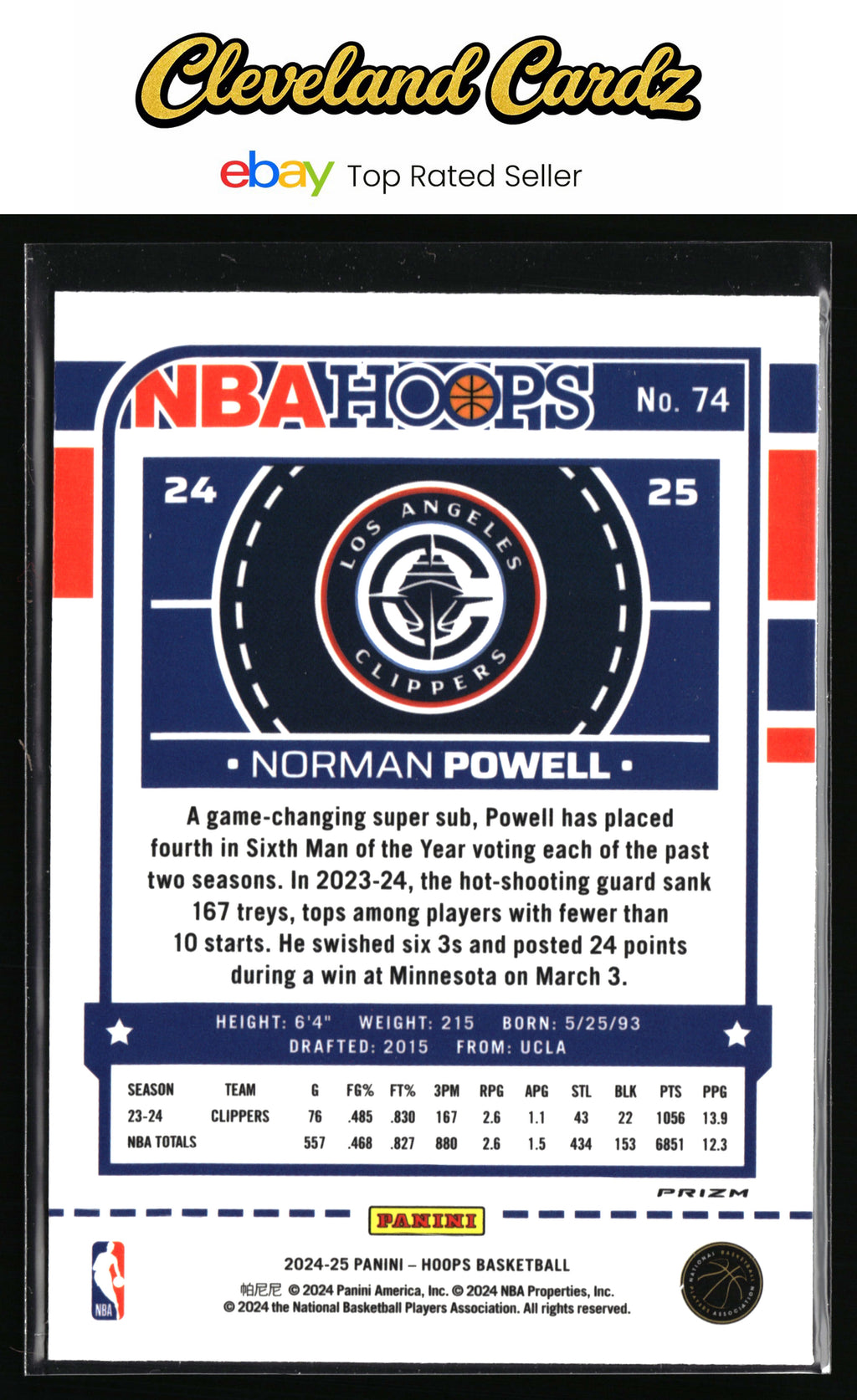 2024-25 Hoops #74 Norman Powell Rainbow Foil