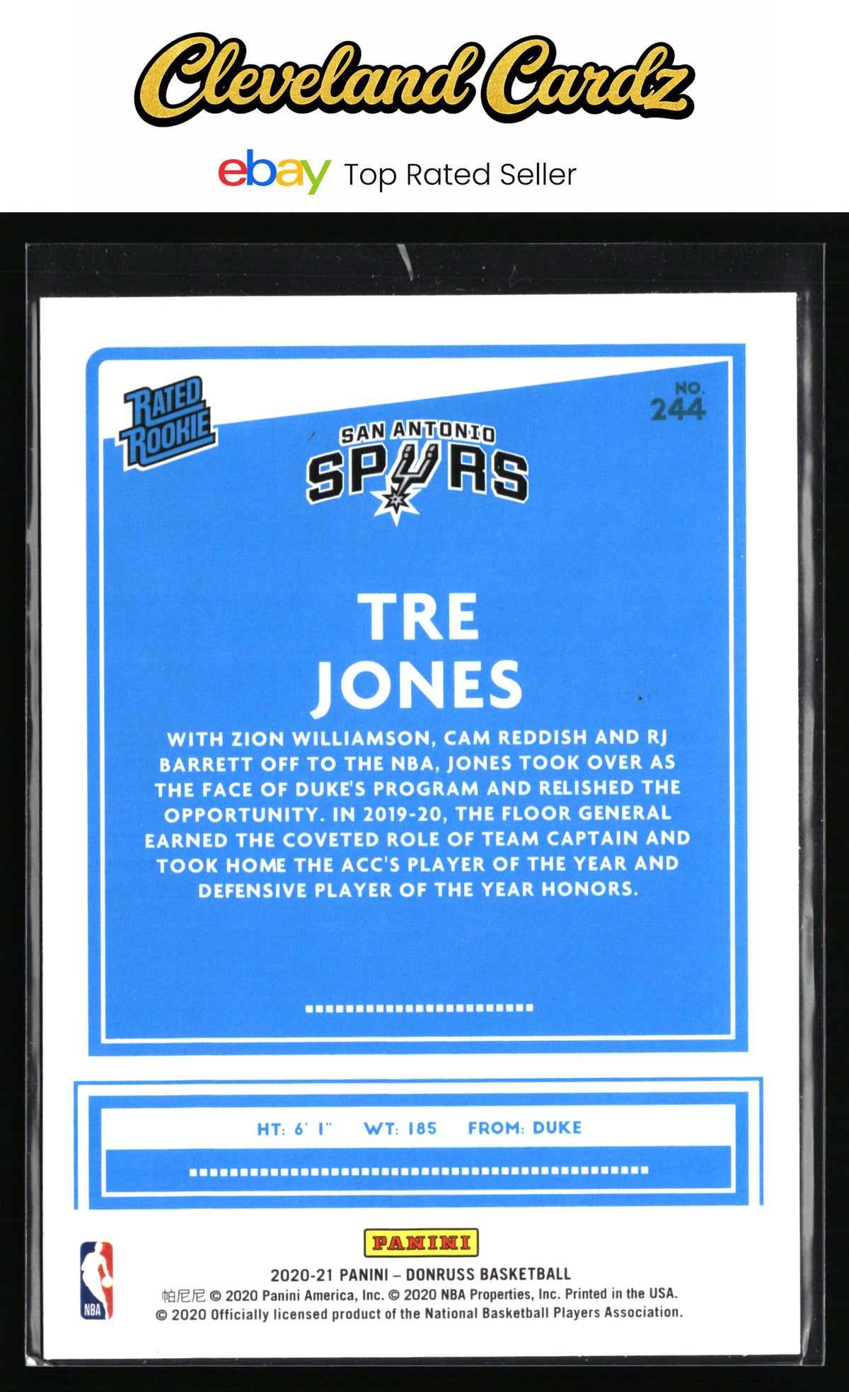 2020-21 Donruss #244 Tre Jones Choice