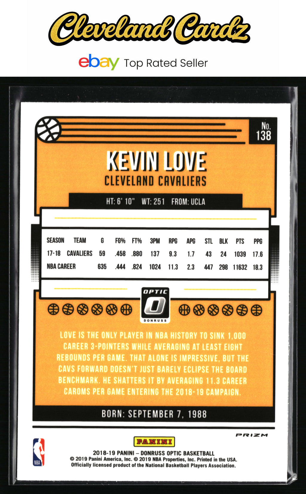 2018-19 Donruss Optic #138 Kevin Love Fast Break Holo
