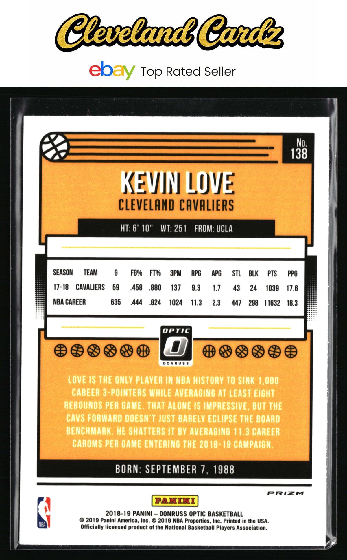 2018-19 Donruss Optic #138 Kevin Love Fast Break Holo