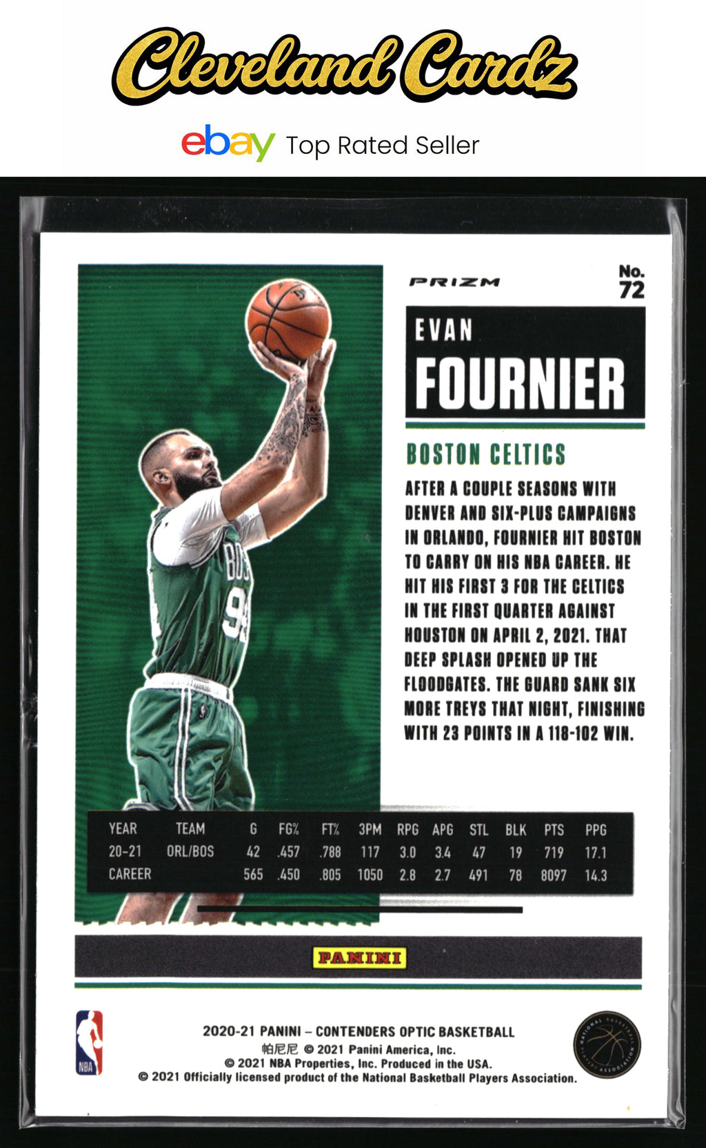 2020-21 Panini Contenders Optic #72 Evan Fournier Red