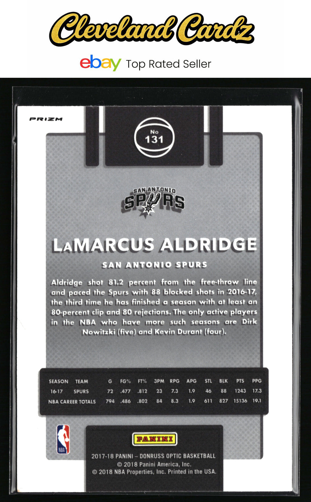 2017-18 Donruss Optic #131 LaMarcus Aldridge Blue Velocity