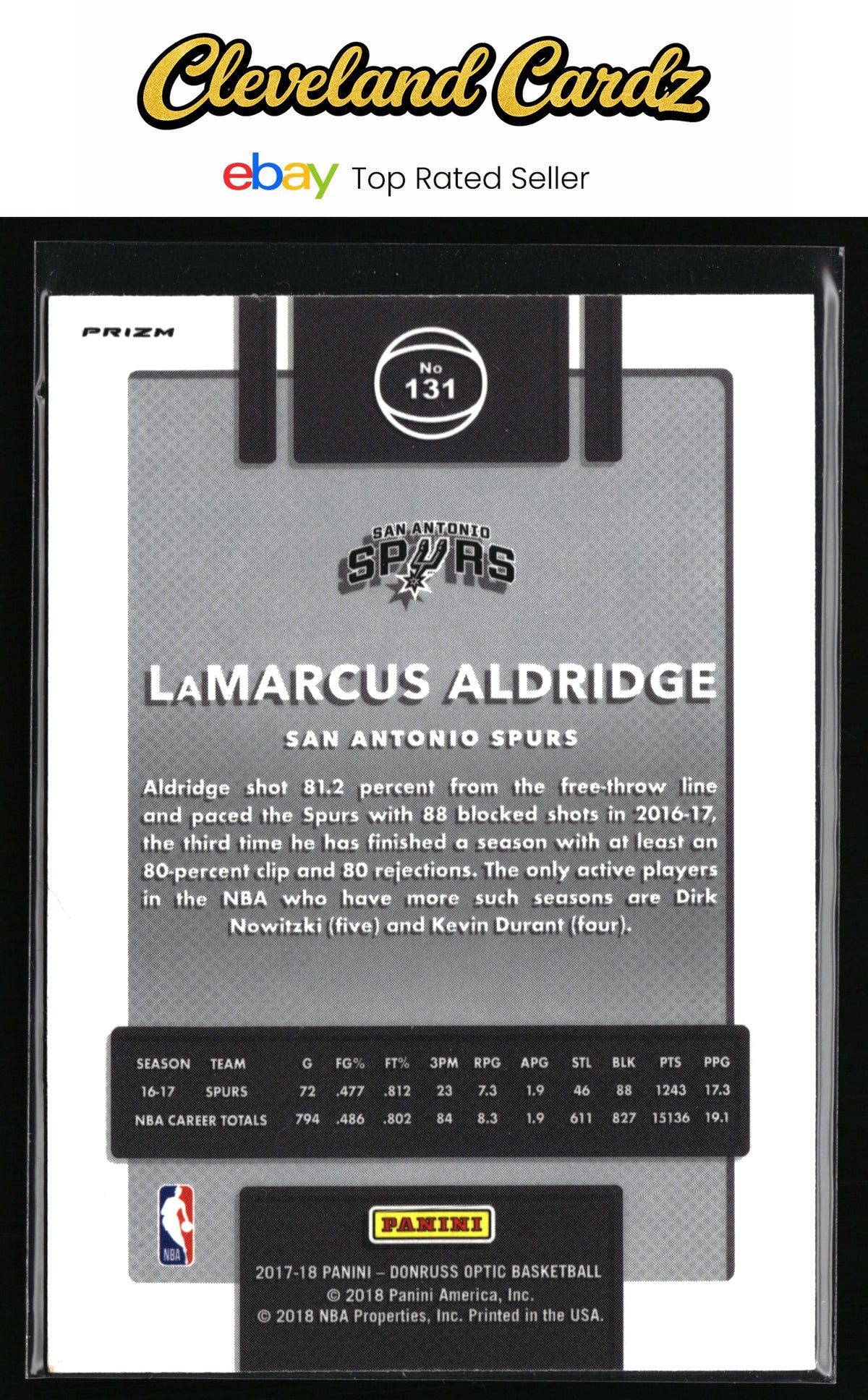 2017-18 Donruss Optic #131 LaMarcus Aldridge Blue Velocity