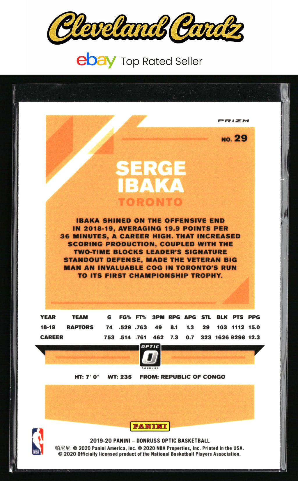 2019-20 Donruss Optic #29 Serge Ibaka Blue Velocity